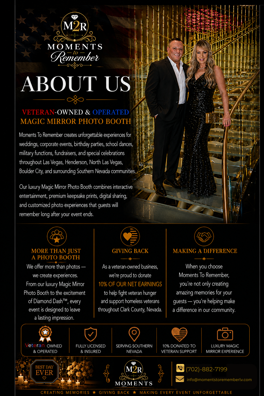 About Moments To Remember — veteran-owned luxury magic mirror photo booth company